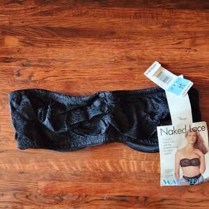 Vintage Warner's Naked Lace Strapless Black Floral Underwire Bra Womens 34